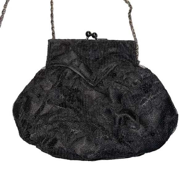 Small Black Lace Purse with Chain Strap Formals Prom Night Out - Picture 3 of 7